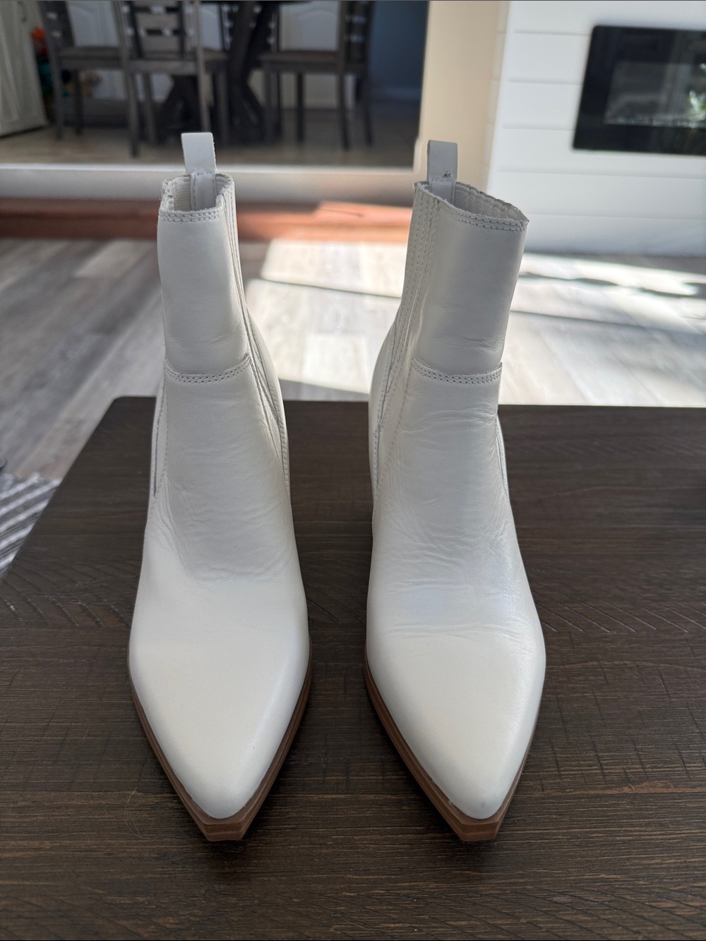 Marc Fisher White Pointed Toe Ankle Booties